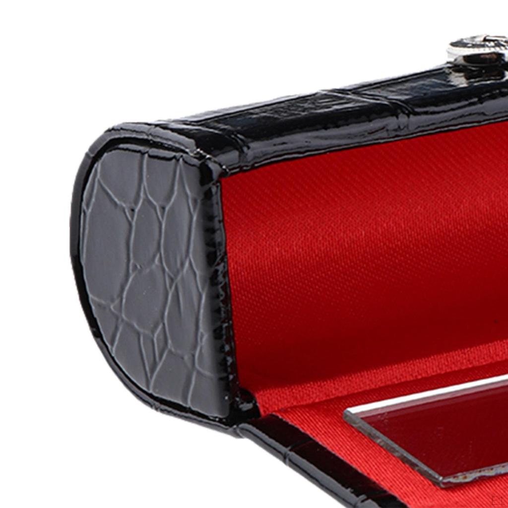 2Pcs Women PU Leather Lipstick Case Holder with Mirror