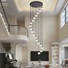 Luxury Spiral Staircase Crystal Chandelier | Modern K9 Crystal Pendant Light for High Ceiling, Adjustable Height