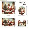 1/4pcs Christmas Winter Santa Tree Snowman Cute Funny Red Green Shower Curtain Set with Shower Curtain and Rugs Polyester Deco