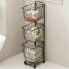 Rolling Storage Basket Cart Mobile Utility Trolley on Wheels for Laundry Room