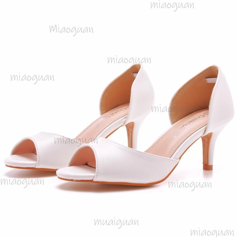 

Женские белые свадебные босоножки на высоком каблуке 6 см с открытым носком, элегантные, без застежки, свадебная обувь, размеры 36-43 Zapatos De Mujer 36 белый