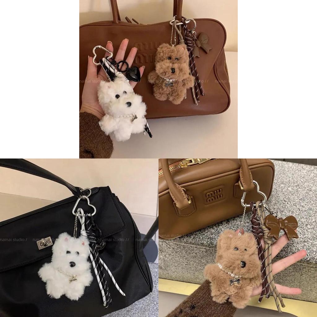 Plush West Highland Terrier Keychain With Creative Animal Design For Gifts And Accessories