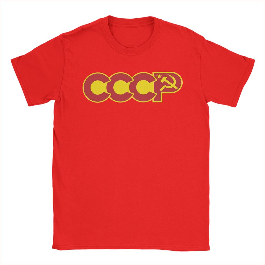 CCCP Logo T Shirt Men 100 Cotton Vintage TShirt O Neck  Tees Short Sleeve Tops Gift Idea