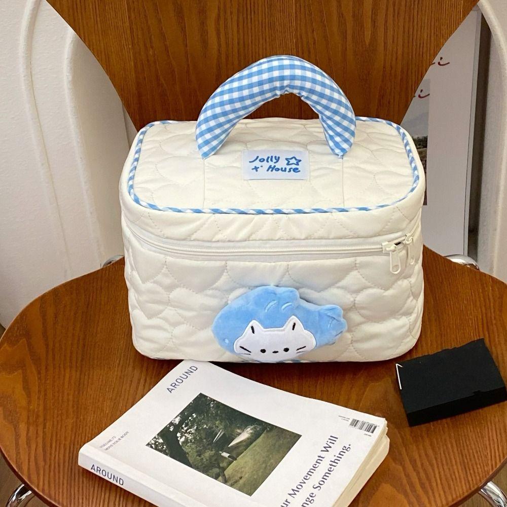 Dopamine Color Cute Cabin Makeup Bag Kawaii Toiletry Bag Portable Handheld Cosmetic Case  Travel