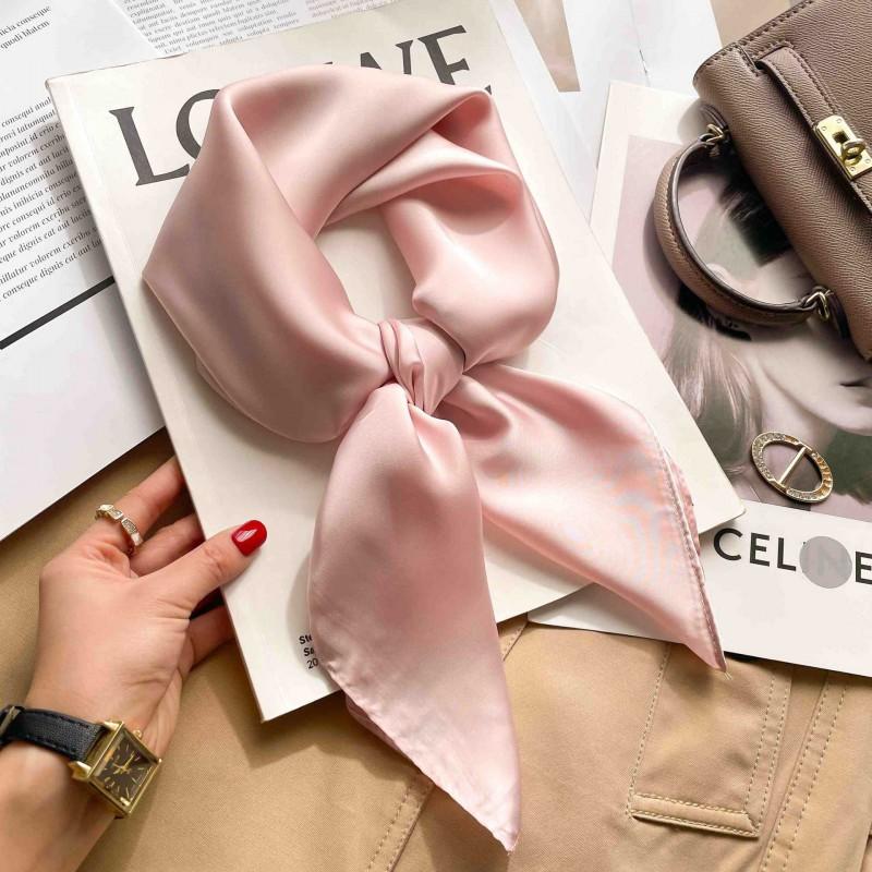 Elegant Silk-Like Square Scarf Women Korean Style Print Neck Lightweight 70x70cm Nylon Fashion Accessory