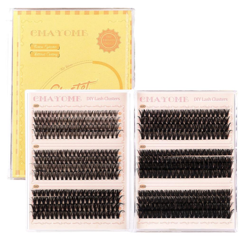 Hot Melt Single Cluster Diy False Eyelashes 480 Clusters Thick Eyelashes 10-16M Eyelash Set