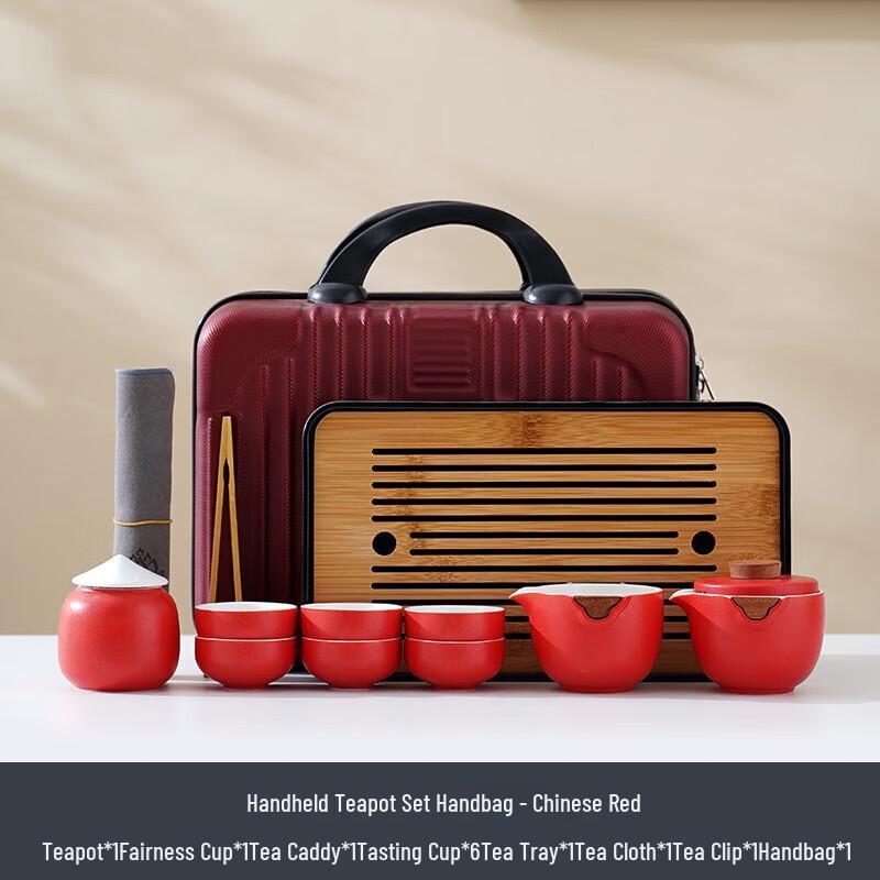 YIXI Chinese Red Ceramic Tea Set