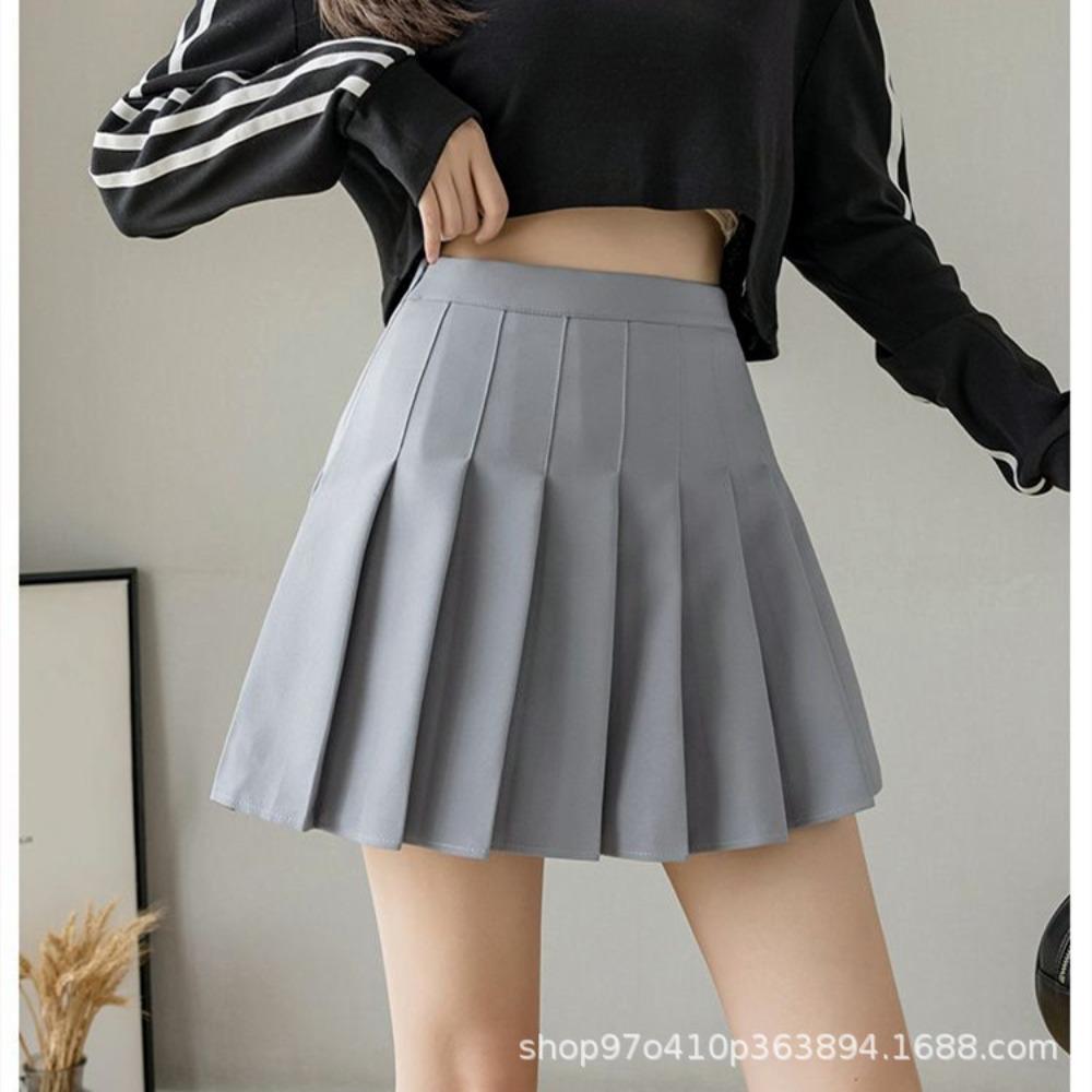 Women's High Waist Pleated A‑Line Mini Skirt Sweet Cute Plaid Pattern Short Bottom Skirt
