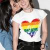 Pride Regenbogen Streifen Herz Druck T-Shirts Unisex Unisex Sommer Mode Kurzarm Lgbtq Trend T-Shirts Lässig Unisex Gay T-Shirts
