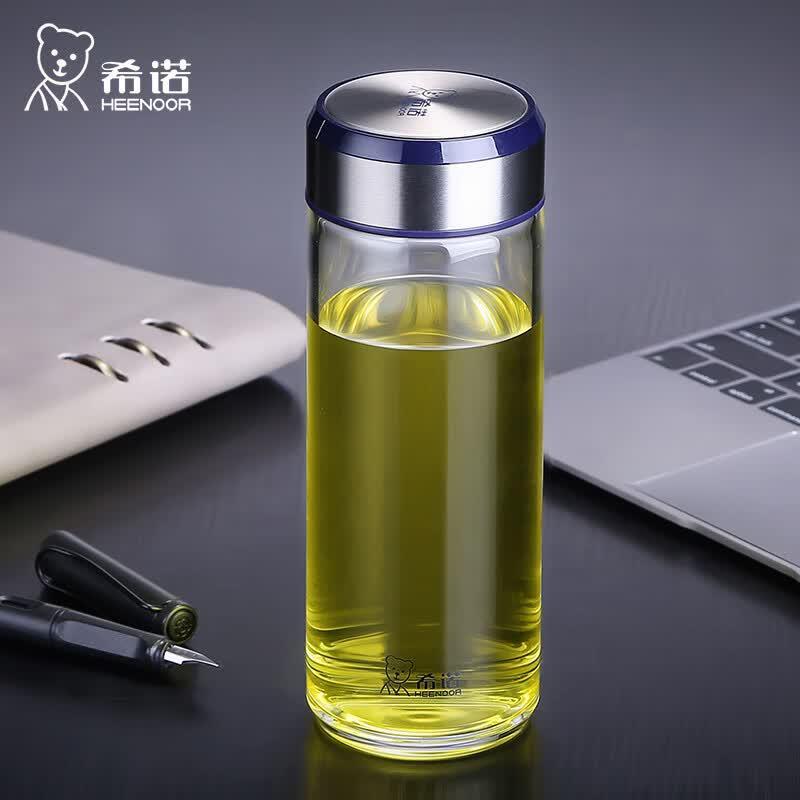 HEENOOR Single-Layer Thickened Glass Tea Water Cup with Lid