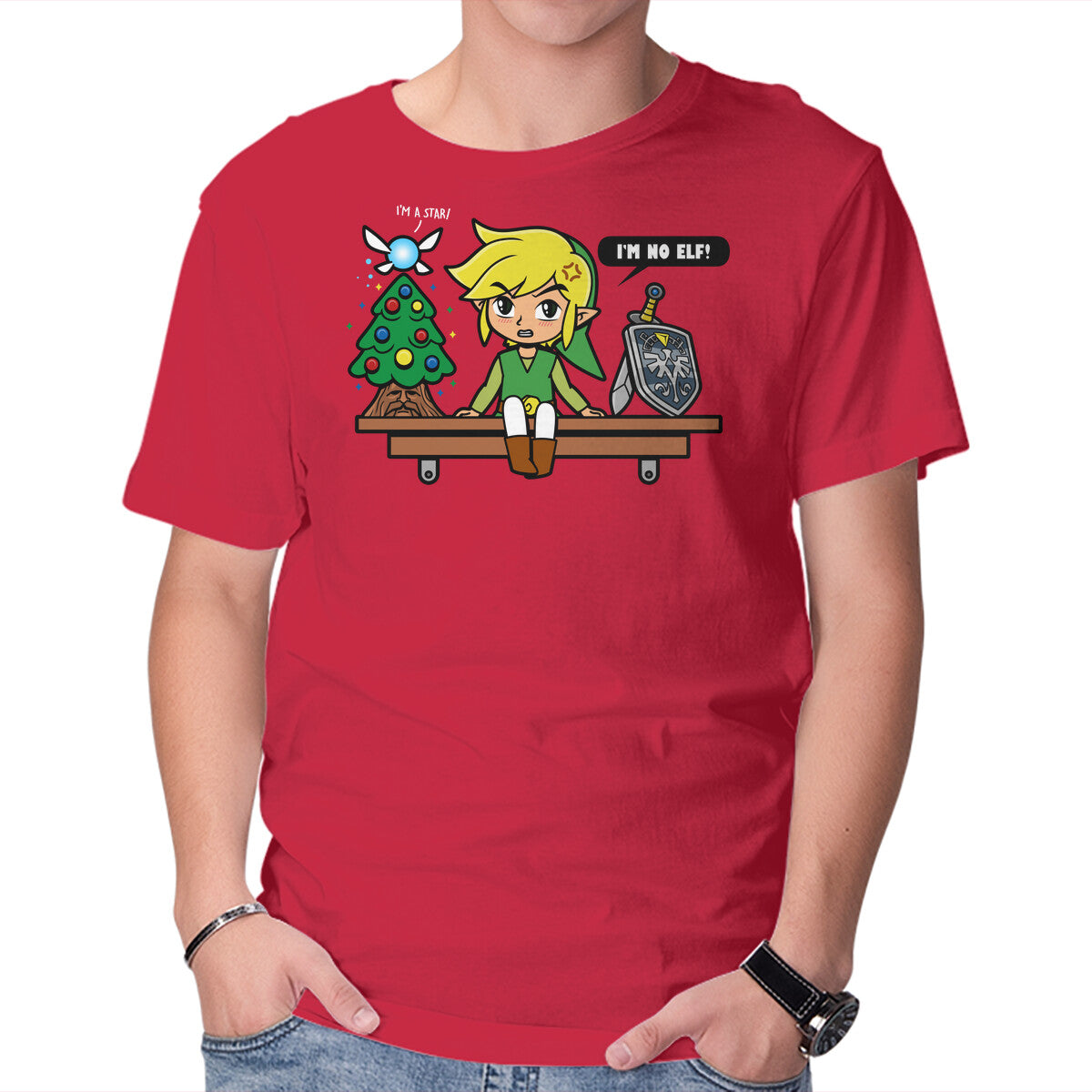 Unisex Crew Neck T-Shirt Hylian On The Shelf Graphic Short Sleeve Casual Tee L