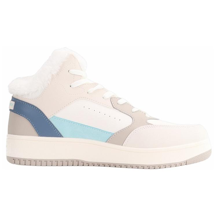 New Anta Warm Anti Slip And Wear Resistant High Top Skateboard Shoes Men's Beige Blue 912248913-1