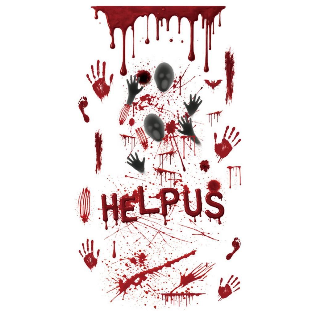 Halloween Horror Bloody Handprint Static Window Clings for Indoor Party Decorations