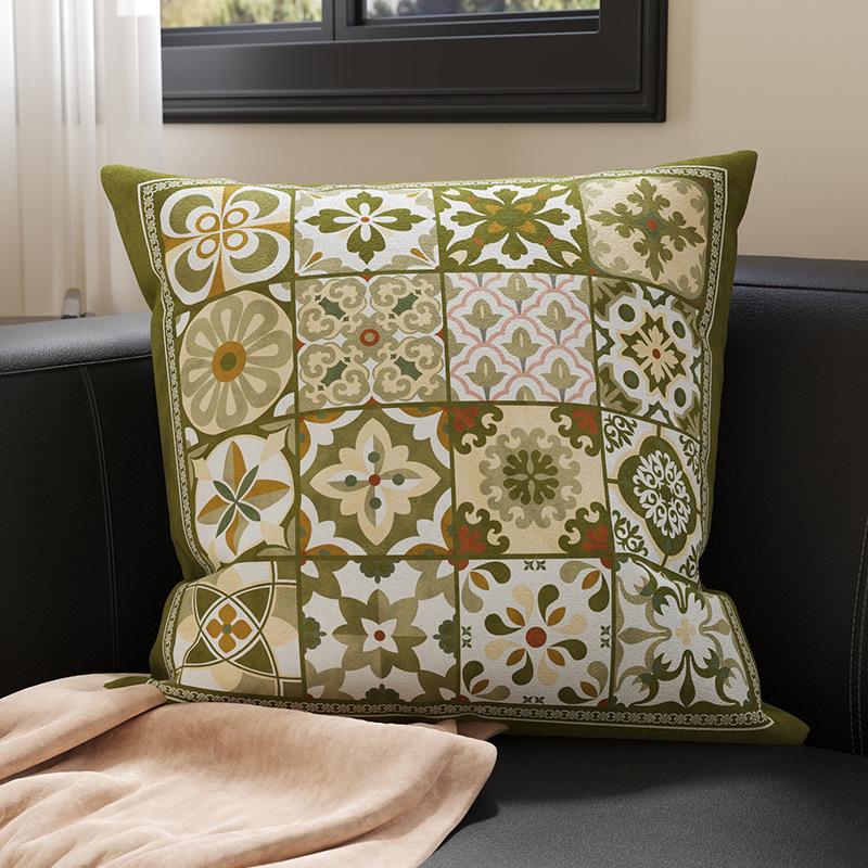 45x45cm French Style Throw Pillow Covers with Insert, Linen Blend Decorative Cushions for Sofa Bed Living Room