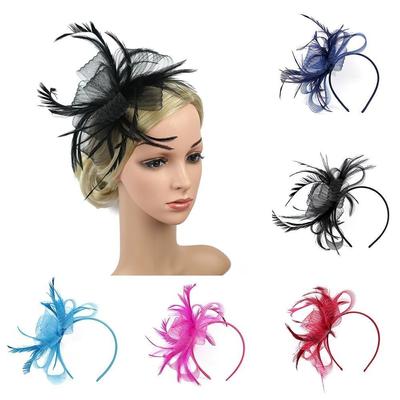 Retro Dekoracja Kapelusza Damskie Nakrycie Głowy Spinka do Włosów Duży Kwiatowy Fascinator Opaska na Głowę Kobiety Pióro