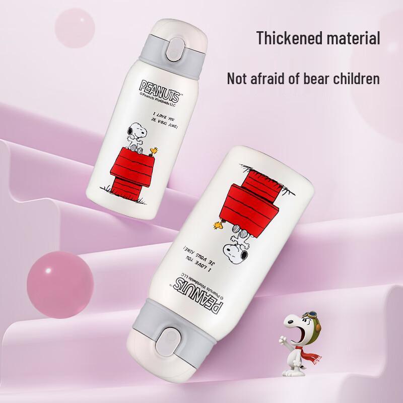 SNOOPY Isolierte Trinkflasche für Kinder mit 3 Deckeln