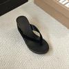 Round head slope heel pinch foot women's flip-flops 2025 summer new casual outer wear fashionable versatile temperament cool slippers