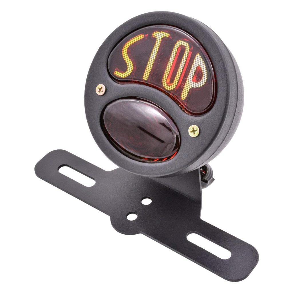 JIAHER Tail Lamp Motorcycle 'STOP' Tail Light Iron Rear Lamp Brake Harley Chopper