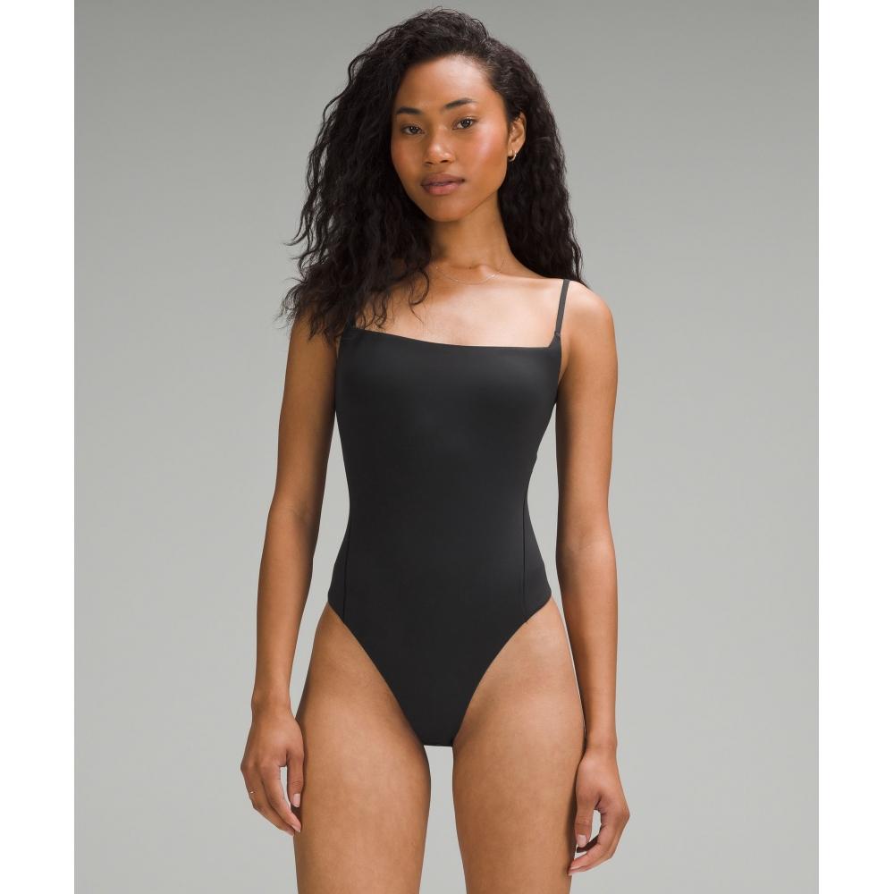 

Lululemon Wundermost Ultra Soft Nulu Square Neck Spaghetti Strap Bodysuit Black XL
