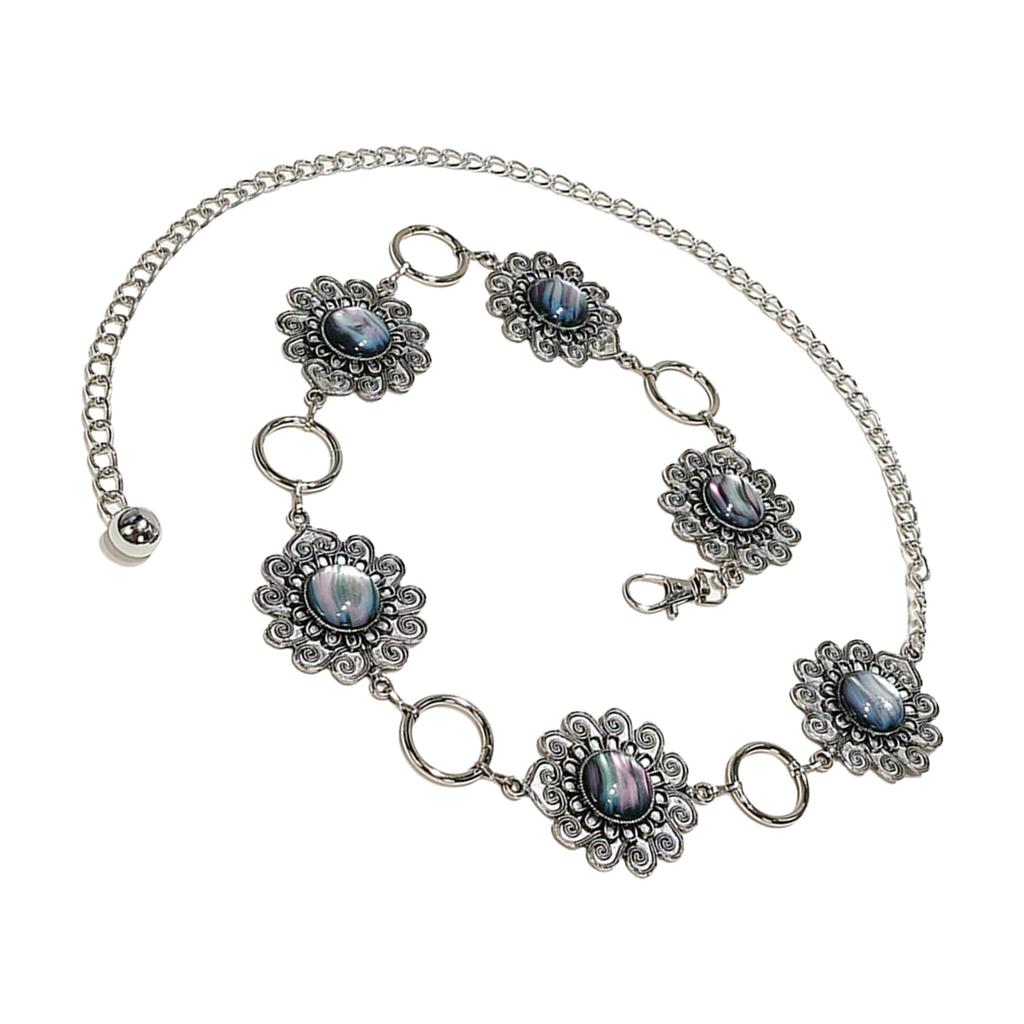 Lightweight Metal Chain Belt with Stone Accent Handcraft Bohemian Accessory Waist Cincher Band for Beach Parties