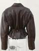 2024 Autumn/Winter European & American Fashion Lapel Tie Long Sleeve Leather Jacket