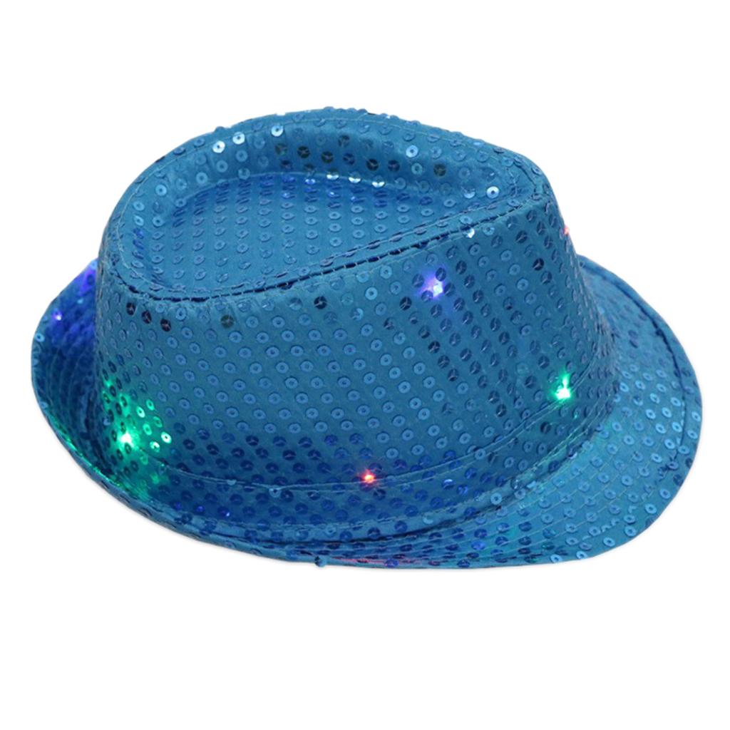 Lights Mardi Gras Sequin Light Up Fedora Hat Themed Party Fedora Hat Supplies Kids Blingbling Show Dance Jazz Hat