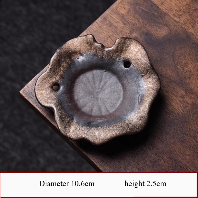 Vintage gold-plated glazed coaster Tea cup holder Thermal insulation pad tea pad Coarse pottery dish Kung Fu tea set accessories