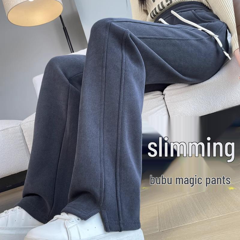 

Women s High-Waisted Velvet-Lined Slimming Wide-Leg Sweatpants for Autumn/Winter M