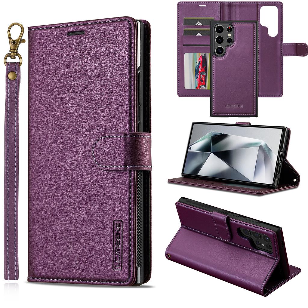 LC.IMEEKE L2 Series for Samsung Galaxy S24 Ultra Case PU Leather Wallet Detachable Magnetic Phone Cover