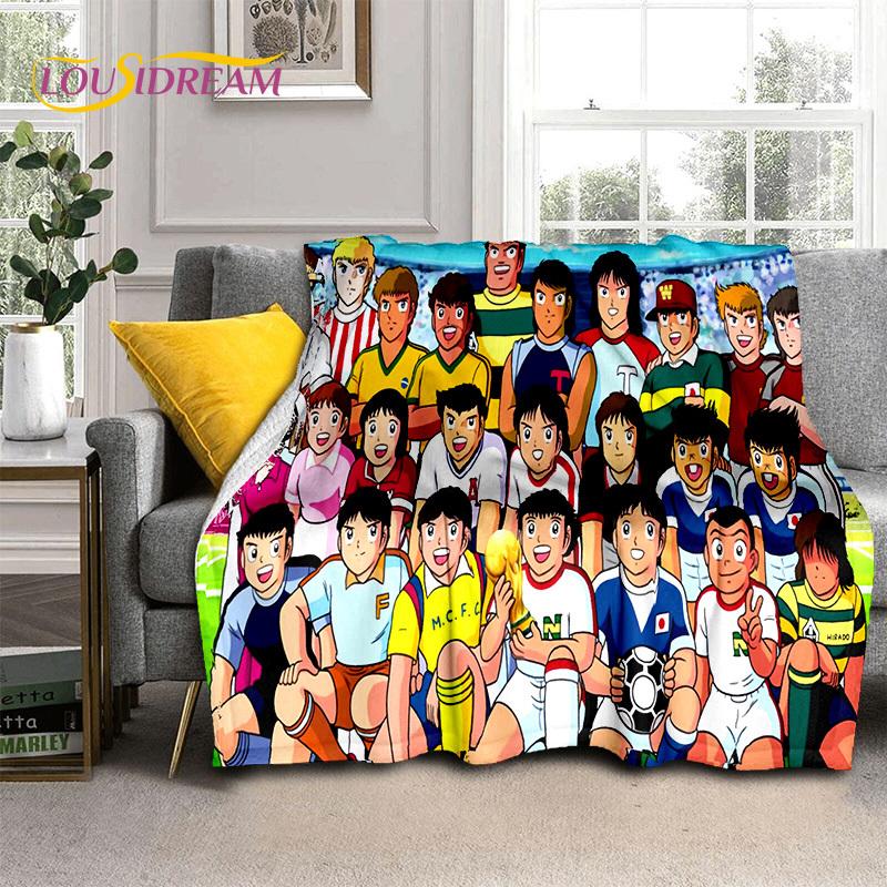 Cartoon Captain Tsubasa Fußball Weiche Flanelldecken, Überwurfdecke Bequeme Decke für Picknick Betten Sofa Zuhause Schlafzimmer Geschenke