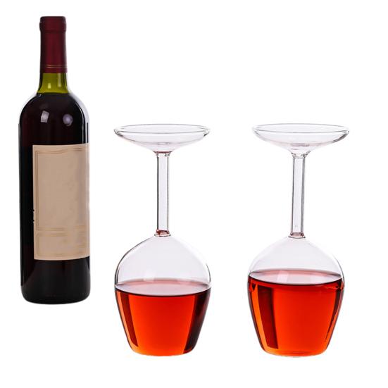 1/2Pcs Wine Glass Easy to Clean Dishwasher Safe Large Capacity Inverted Striped Design High