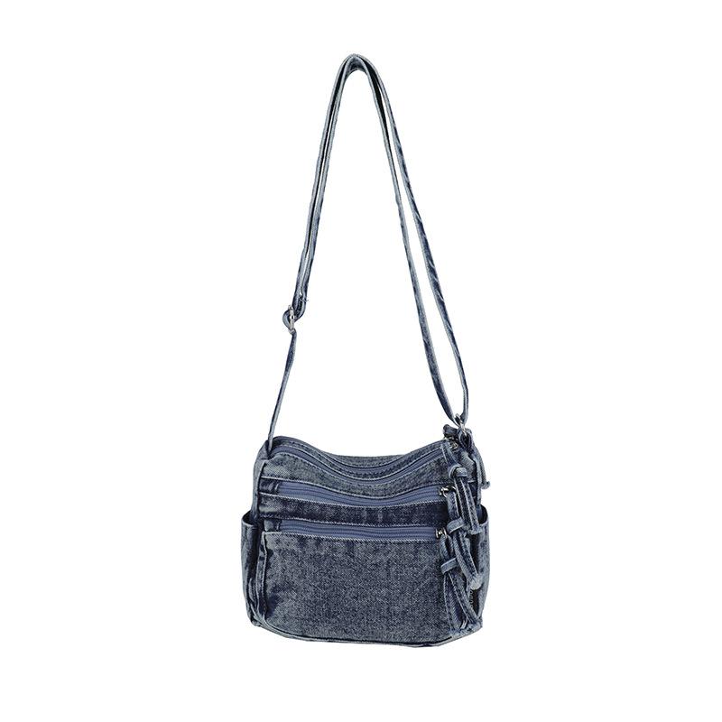 Single Shoulder Bag, Travel Crossbody Bag, Denim Fabric, Retro and Simple, Casual and Lightweight Bag
