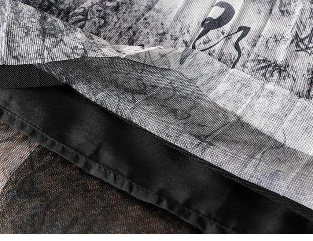 Elegant High-Waist Calligraphy Print Mid-Length Skirt