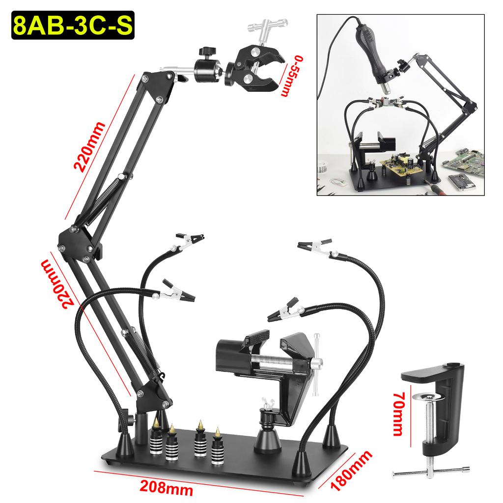 NEWACALOX Magnetic Soldering Helping Hands Third Hand Heavy Duty Base Welding Work Station Hot Air Gun Holder for Solder Repair