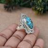Blue Copper Turquoise Oval Gemstone Ring, 925 Silver Ring, Boho Ring, Gift For Her, Statement Ring, Designer Ring, Women Ring