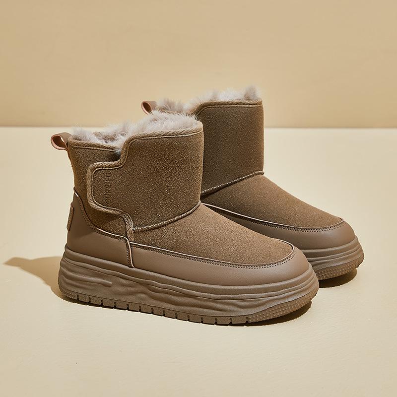 Женские высокие бархатные зимние ботинки Plus 2024 Теплая повседневная зимняя обувь в корейском стиле XFH569 35 хаки 2709₽