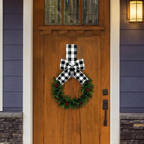 Vánoční kuchyňský věnec na skříňku se stuhou Malý věnec do okna z červených bobulí s mašlí pro statek Vchodové dveře Vánoční párty dekorace