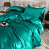 Solid Silk Bedding Set with Bed Sheet Duvet Cover Pillowcase Satin Single Couple Bedsheet King Queen Double Twin Size