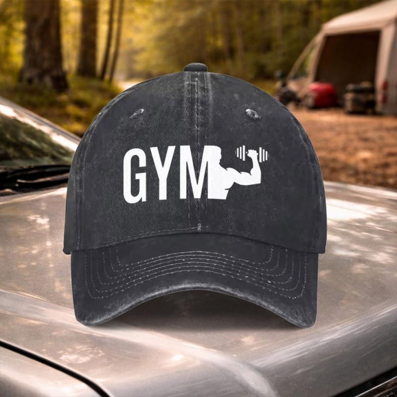 Vintage Washed GYM Fitness Power Baseball Cap Adjustable for Weddings Festivals Cycling Camping Golf