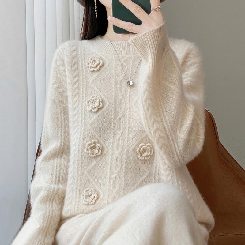 Women Sweater 100% Wool MODERN NEW SAGA O-neck Knit Pullover Thick Winter Jumpers Female Knit Tops