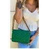 Grüne gesteppte Damen-Schultertasche mit Kette