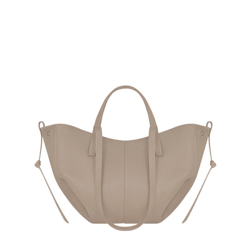 Genuine Polene Women's Large Cowhide Tote with Pleated Design – Shoulder and Underarm Fashion Bag.