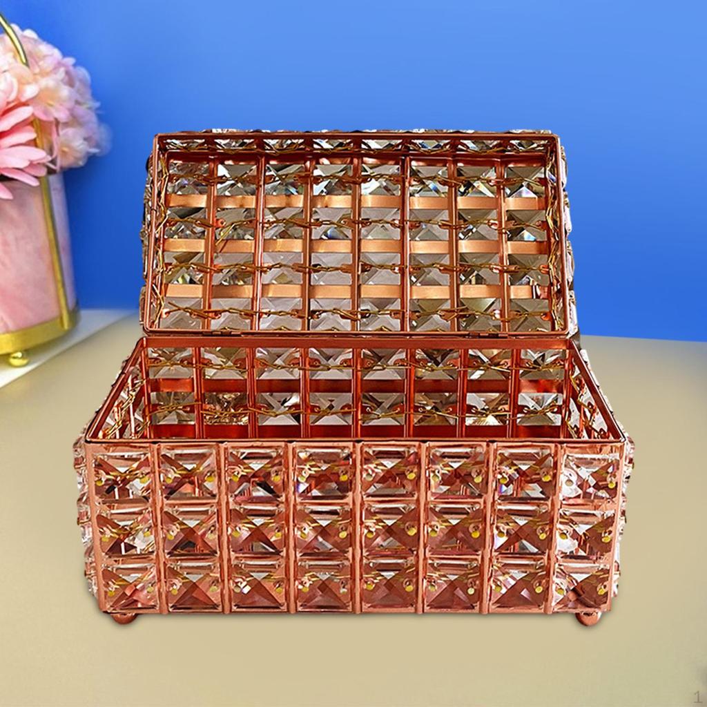 Crystal Jewelry Box Bracelets Necklaces Trinket Organizer Exquisite Portable Container with