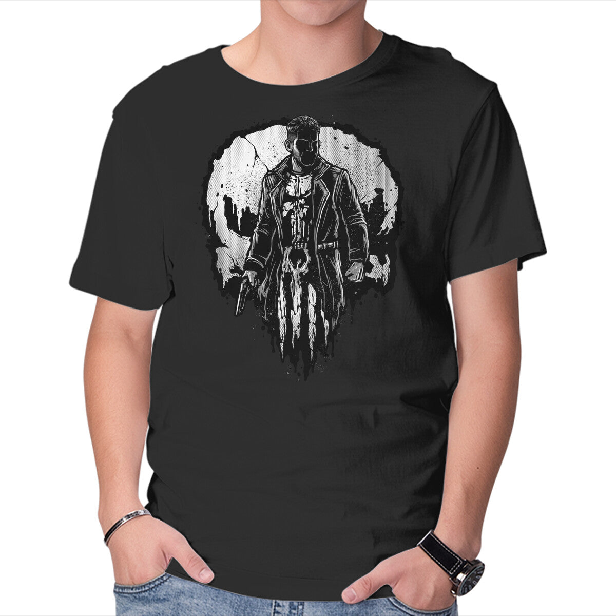 Unisex Crew Neck T-Shirt He Who Punishes Graphic Short Sleeve Casual Tee XS