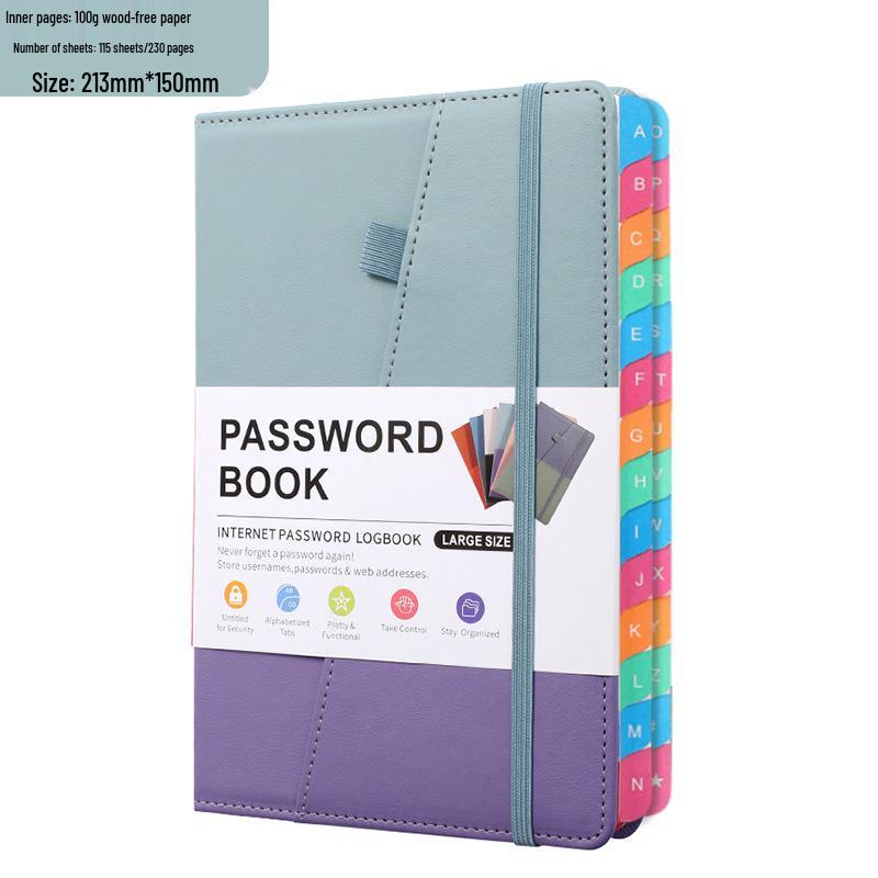 A5 Password-Protected Notebook for Website & Contact Management