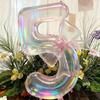 Large 40inch Number Digital 0-9 Balloon Colorful Transparent with Bowknot Foil Balloons Anniversary Decoration