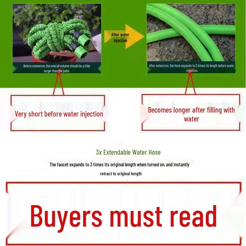 Anti-Burst Retractable Magic Garden Hose with High-Pressure Water Gun for Car Wash & Watering