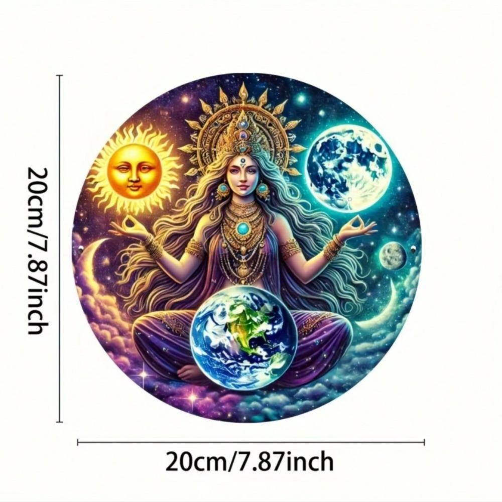 Metal Wall Art Vintage Mother Earth Sun Moon Decor for Home Bar Cafe