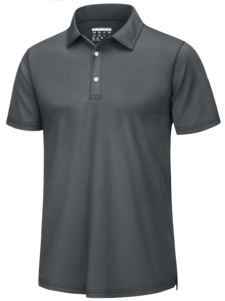 TACVASEN Summer Collared Polo Shirt for and Other Outdoor Short Dark Size M Men's Quick-Drying Golf, Hiking, Activities, Sleeve, Gray,