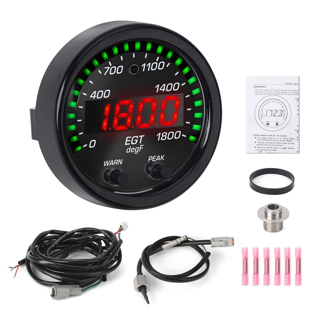 Car Digital Exhaust Gas Temperature EGT gauge 30-0305-ACC 52MM 1800F/1000C thermometer exhaust temp gauge Car Meter With Sensor